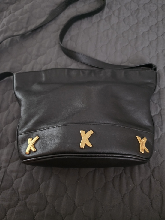 Paloma Picasso Handbags - Paloma Picasso Black Leather Crossbody with Gold X Hardware